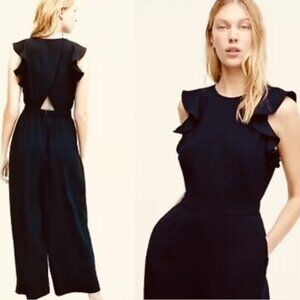 J. Crew Sleeveless Ruffle Jumpsuit in 365 Crepe